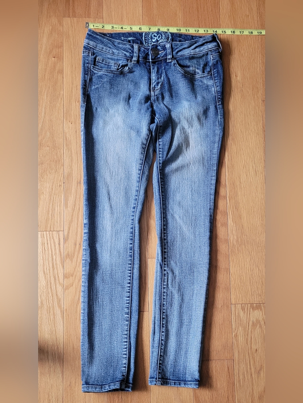 SO Low Rise Skinny Jeans Juniors 3 Blue Light Wash Stretch Denim Casual teen
